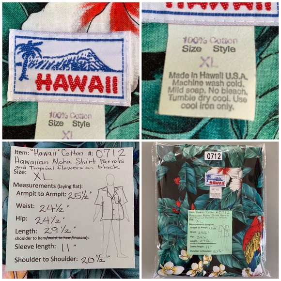 🌴 Hawaiian Aloha Cotton Shirt Parrots 🌴 - Picture 12 of 12